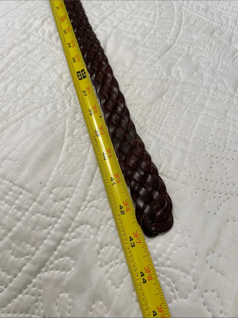 Men’s Braided Leather Woven Belt with Antique Gold Color Buckle Large